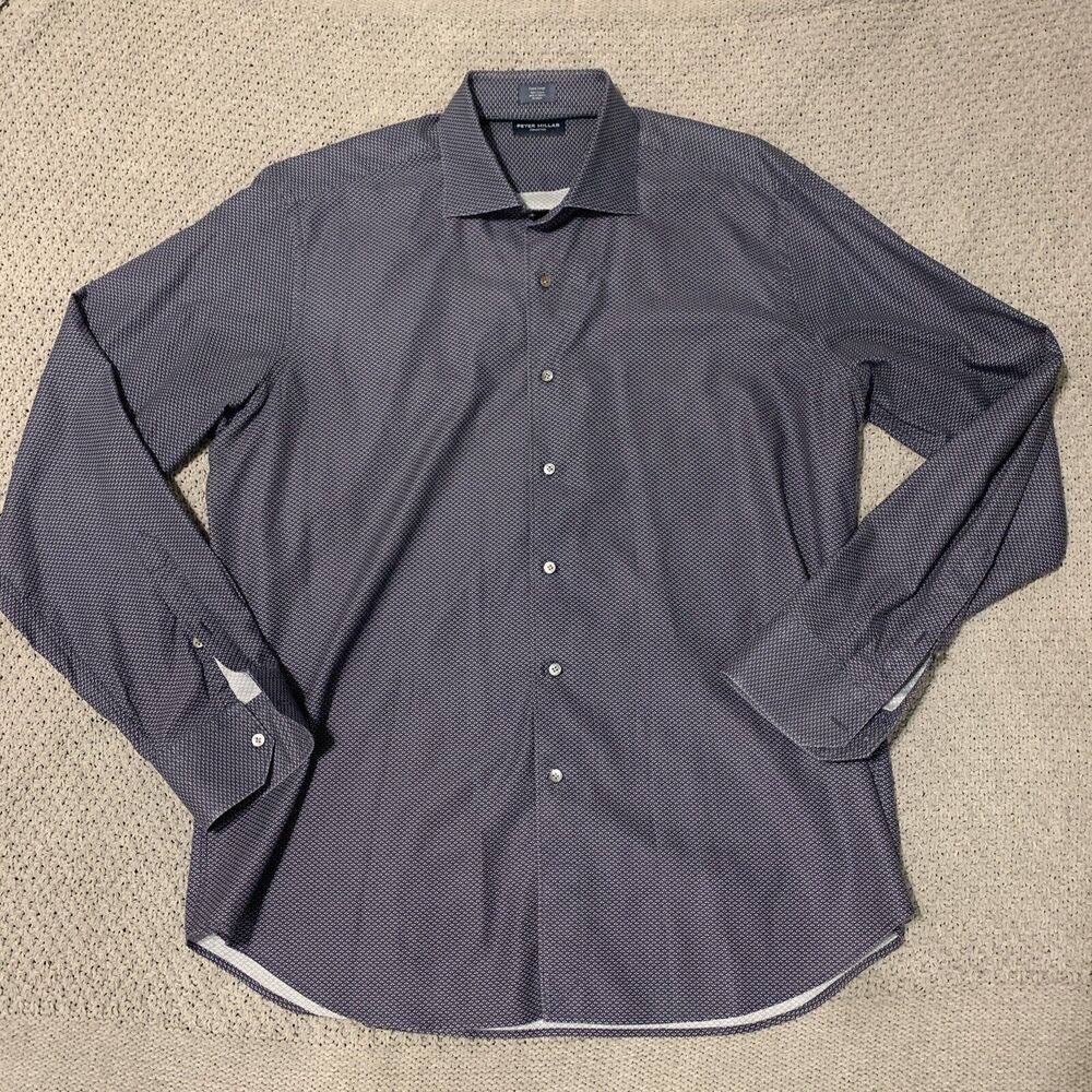 Peter Millar Collection Long Sleeve Paisley Geometric Shirt Size XL Blue‎ Purple